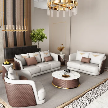 Офисный диван ProCare Light класса люкс из натуральной кожи, чайный столик, офисная стойка регистрации, компания, гостиничный диван-гарнитур, мебель