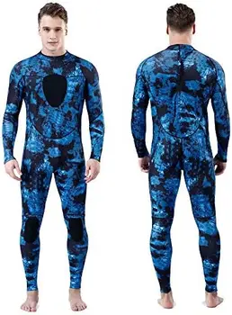 Мужские гидрокостюмы для подводной охоты, 3 мм камуфляжный неопреновый водолазный костюм / Костюм-двойка с капюшоном для подводного плавания для фридайвинга.