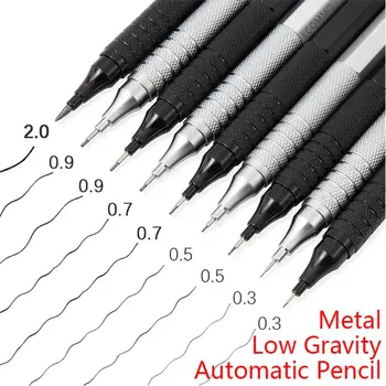 Металлический автоматический карандаш с грифелем 0.3/0.5/0.7/0.9/2.0 ММ Цельнометаллический автоматический С низким центром тяжести, Нескользящая рукоятка, Не ржавеет