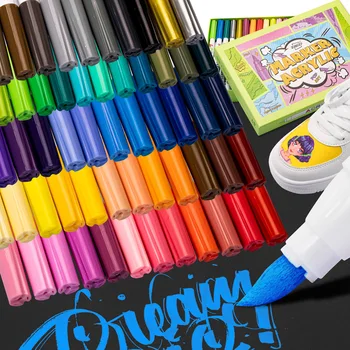 Набор многоцветных розовых акриловых ручек-маркеров, мягкая головка, быстросохнущая, водонепроницаемая Складная цветная ручка для рисования граффити ручной росписью