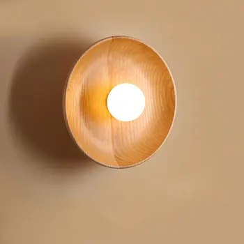 Современный минималистичный настенный светильник из массива дерева, прикроватная лампа для гостиной, спальни, декоративный настенный светильник в скандинавском ретро стиле, коридор, лестница, Декоративный настенный светильник