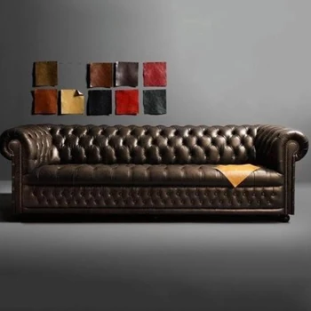 Современный роскошный диван-трон из коричневой кожи, кресло-качалка, винтажный диван, водонепроницаемая мебель для гостиной в скандинавском стиле
