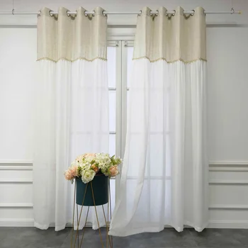 Современный минимализм, льняная простроченная занавеска для гостиной, белая прозрачная драпировка, кухонное окно, балконные жалюзи # E
