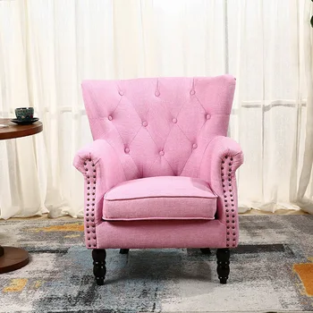 Винтажный американский Односпальный диван-кресло Тканевый Диван Для гостиной маленькой квартиры Розовый Простой Эргономичный Диван Soggiorno Мебель для дома