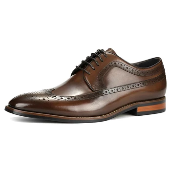 Высококачественная винтажная итальянская обувь из натуральной кожи в стиле Оксфорд-дерби в стиле броги, деловая обувь для мужчин, вечеринок, повседневной жизни