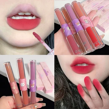 6 цветов двойного блеска для губ Водонепроницаемый стойкий Сексуальный Розово-красный макияж губ Матовая помада телесного цвета Корейская косметика
