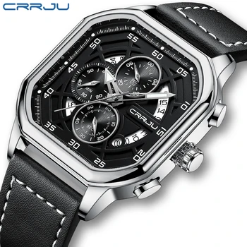 Роскошные водонепроницаемые мужские кварцевые часы с хронографом CRRJU со светящимися стрелками Relogio Masculino reloj High
