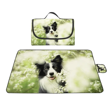 Собака Бордер-колли, большой коврик для пикника, коврик для кемпинга, Водонепроницаемое пляжное одеяло на открытом воздухе, сумка, Складной удобный коврик для путешествий
