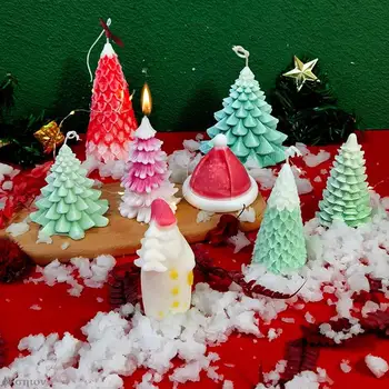 Силиконовая форма для свечей с рождественским ароматом, Сделай САМ, Новая Рождественская елка Санта-Клауса, Гипсовые формы для мыла ручной работы, Шоколадные формы из смолы, Большие