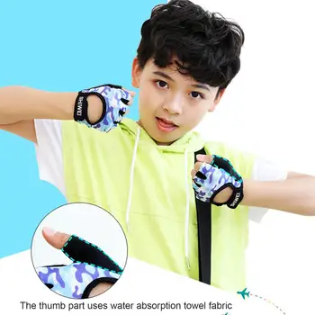 Перчатки для верховой езды Регулируемые детские перчатки на полпальца для занятий спортом на открытом воздухе Износостойкие Нескользящие перчатки для травм рук Снаряжение для рыбалки на велосипеде