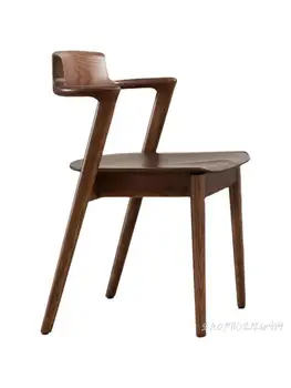 Обеденный стул из черного ореха, стул Хиросимы, стул для чайного столика, элитный чайный стул с подлокотниками, полностью из массива дерева, скандинавский минимализм