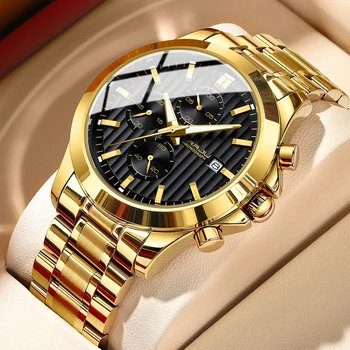 CRRJU, мужские часы, лучший бренд, роскошные часы для мужчин, оригинальный водонепроницаемый хронограф из нержавеющей стали, фаза Луны, Дата, циферблат