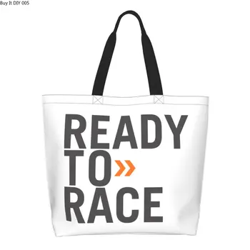 Забавная сумка для покупок, готовая к гонке, многоразовая сумка для покупок для мотоциклистов, спортивная сумка для покупок из бакалеи, холщовая сумка для покупок через плечо