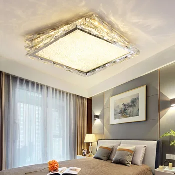 Современный золотой Новый светильник, роскошный Хрустальный потолочный светильник для спальни, офиса отеля, гостиной, Светодиодное квадратное хромированное внутреннее освещение